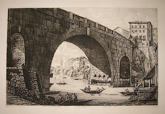 Rossini Luigi (1790-1875) Veduta di Ponte Cestio dal volgo Ponte ferrato 1822 Roma 